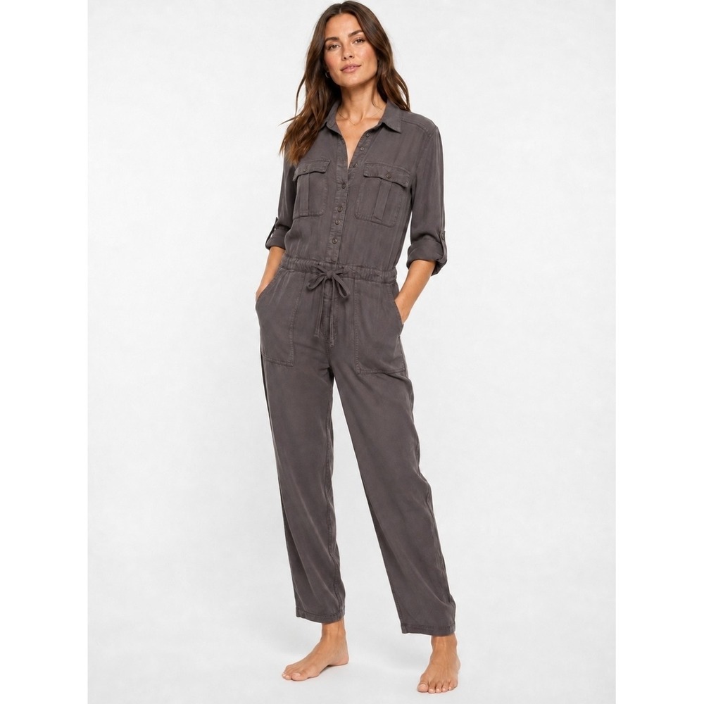 Sundance Women Gray Lyocell Viscose Utility Boiler Suit Jumpsuit Size S